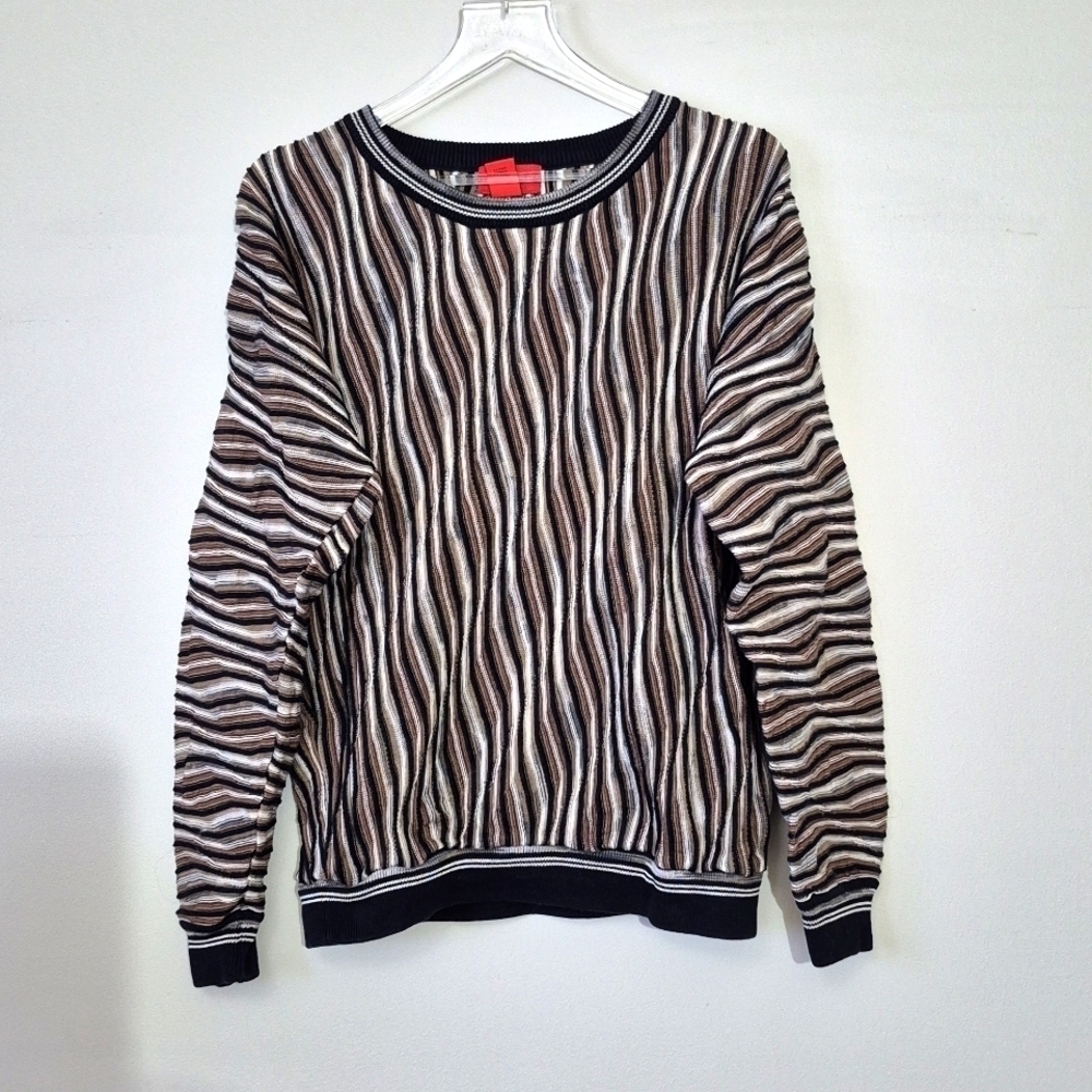 Vintage 90s J Simon 3D Knit Hip-hop Dad Pullover Cotton Sweater, Size M